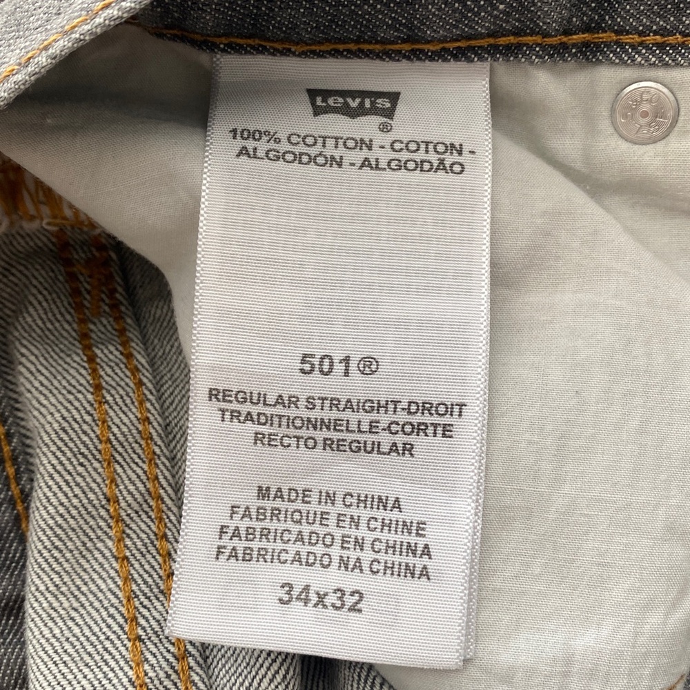 Levi’s 501 Regular Straight Grey Denim Jeans Size 34x32 - Picture 4 of 5